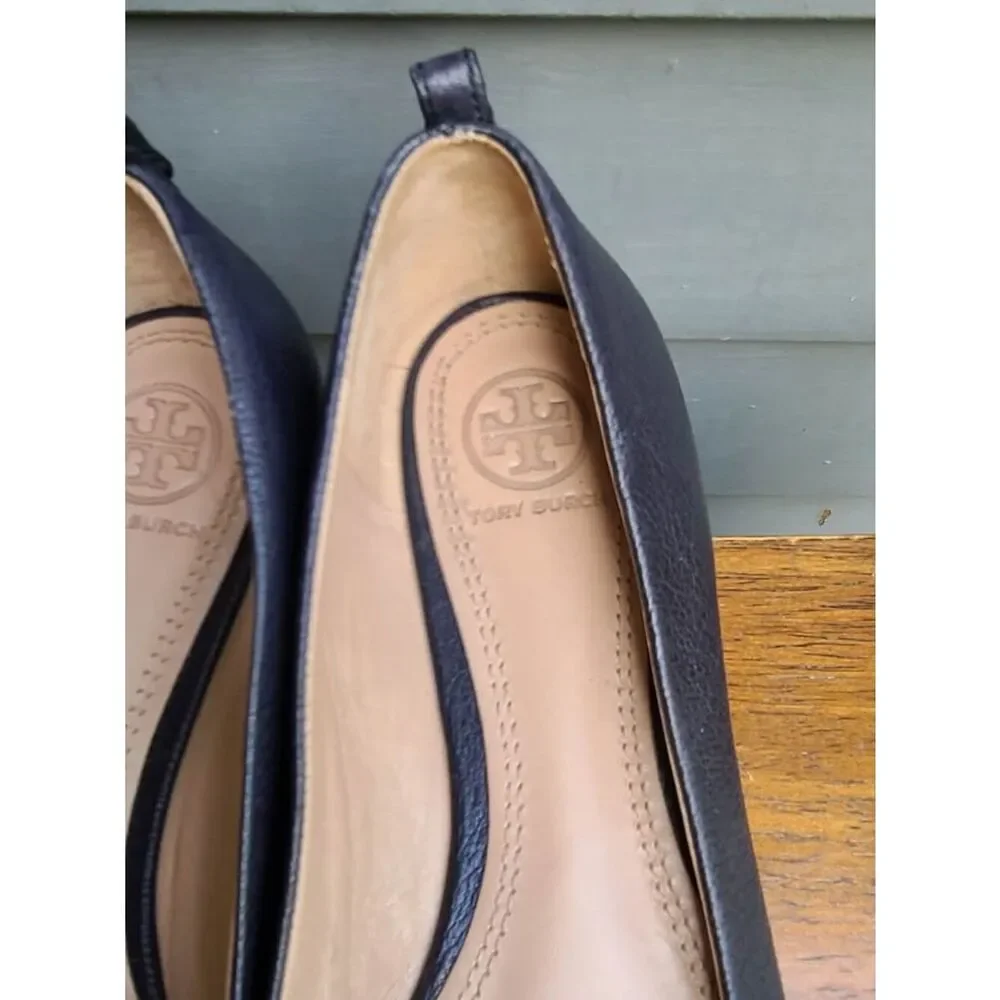 Tory Burch Navy Leather Mini Miller Flats size 7M